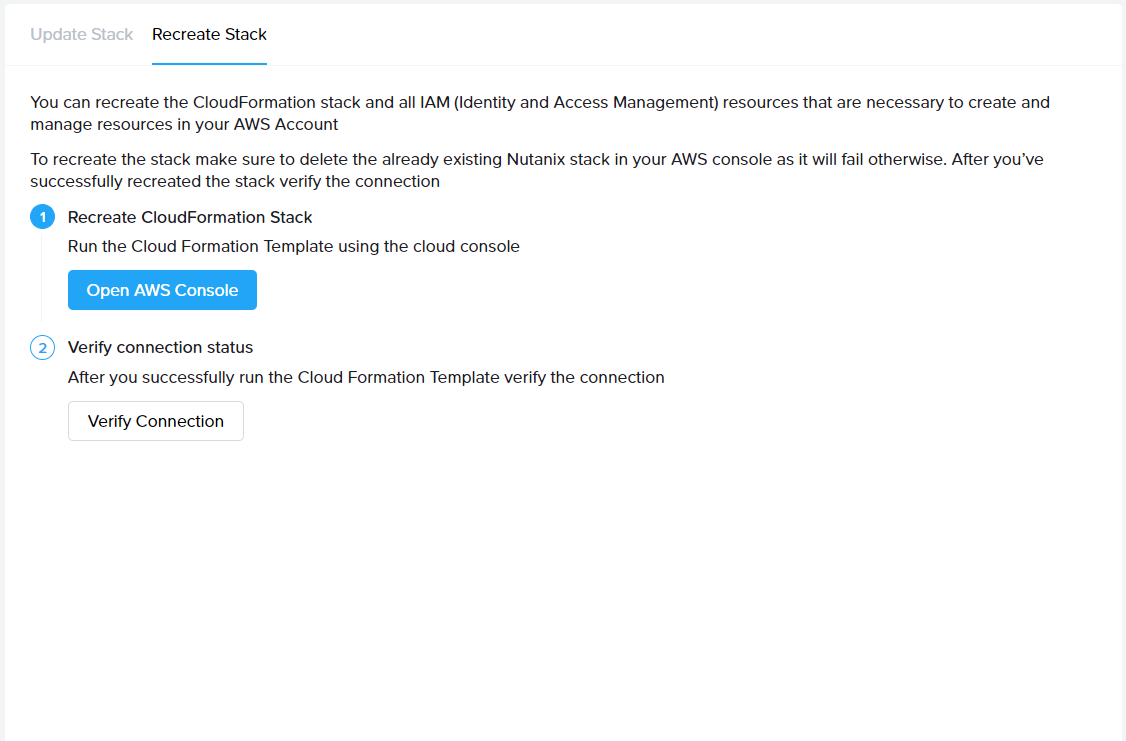 Configuration - Recreate Stack (AWS)