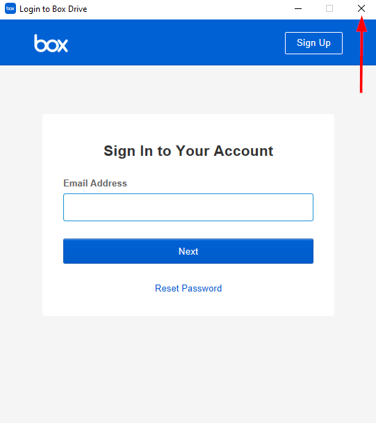 Close this Login window for Box! We don&#39;t want to log in here